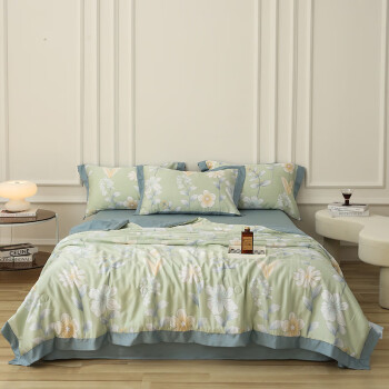 環(huán)孤輕奢簡(jiǎn)約天絲萊賽爾印花小清新夏涼被【150x200cm單夏被-人世歡】